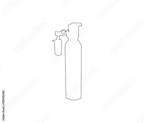 One continuous line drawing of oxygen cylinder . Single line of oxygen cylinder vector illustration