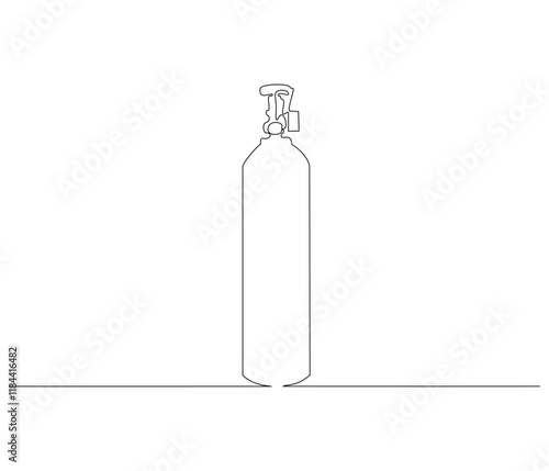 One continuous line drawing of oxygen cylinder . Single line of oxygen cylinder vector illustration