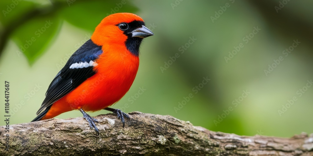 A male Scarlet Tanager rests on a tree branch, showcasing its vibrant plumage. The Scarlet Tanager is often spotted in natural habitats, making it a captivating subject for birdwatchers. A male Scarlet Tanager rests on a tree branch, showcasing its vibrant plumage. The Scarlet Tanager is often spotted in natural habitats, making it a captivating subject for birdwatchers.