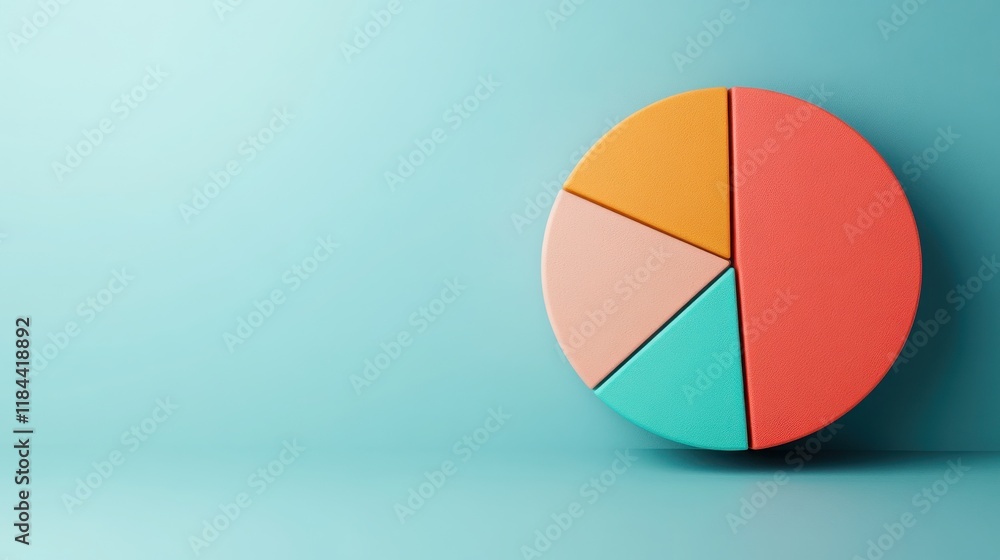 Colorful pie chart on a blue background, representing data visualization and analysis in modern business strategies. Colorful pie chart on a blue background, representing data visualization and analysis in modern business strategies.