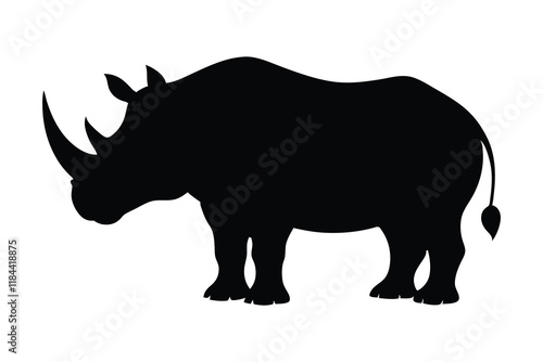 rhino silhouette vector, rhino icon vector wildlife animal