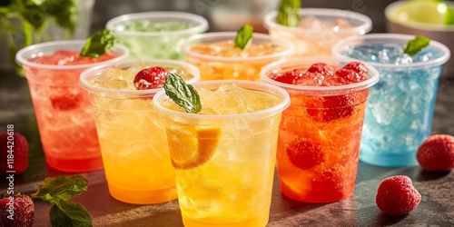 Wallpaper Mural Cocktail containers filled with refreshing summer drinks in plastic drink cups are perfect for enjoying warm days. These versatile cocktail containers enhance any summer gathering. Torontodigital.ca