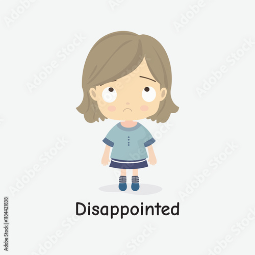 Disappointed Child Vector Illustration Showing Sadness
