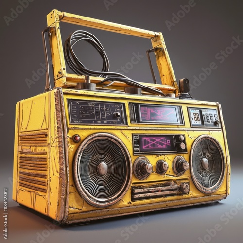 Explore the nostalgia of a retro boombox from the 80s. photo