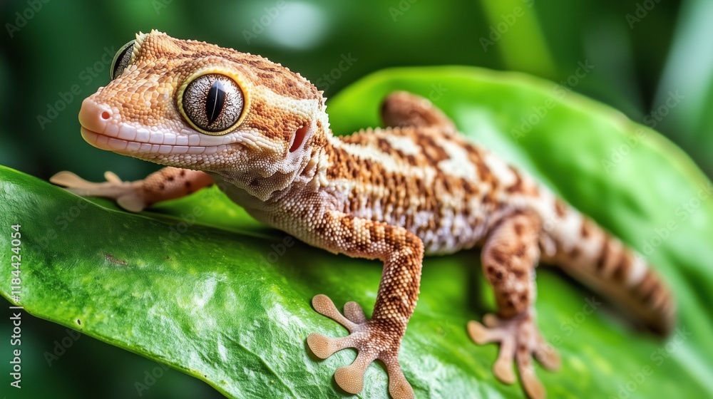 A Close up of a Lizard Sitting on Top of a Leaf - Generative AI A Close up of a Lizard Sitting on Top of a Leaf - Generative AI