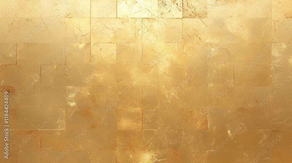 Naklejka premium Elegant gold foil texture, shimmering surface, luxurious sheen, warm metallic hues, ideal for invitations, branding, or artistic projects, adds a touch of sophistication.