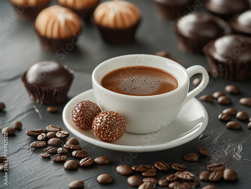 Coffee Photo: A Sweet Treat with a Cup of Coffee