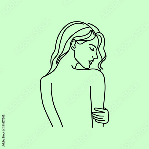 line art monoline oneline silhouette of woman vector	
