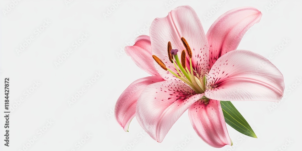 Isolated pink lily flower displayed beautifully against a white background, showcasing the delicate petals and vibrant colors of the pink lily flower for stunning visual appeal. Isolated pink lily flower displayed beautifully against a white background, showcasing the delicate petals and vibrant colors of the pink lily flower for stunning visual appeal.