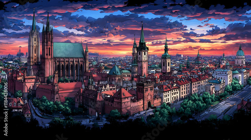Sunset Cityscape Illustration