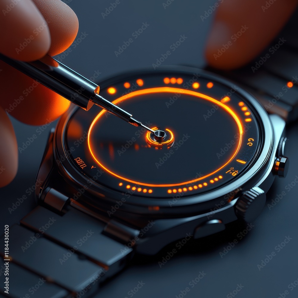 Orange Neon Smartwatch with Pen Interaction Orange Neon Smartwatch with Pen Interaction