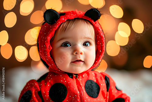 Portrait of a babygirl dressed with Ladybug costume photo