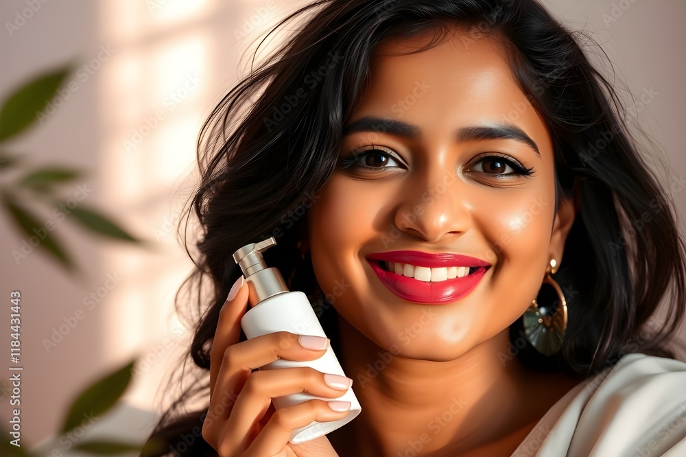 An Indian model posing for a beauty advertisement.
An Indian model posing for a beauty advertisement.