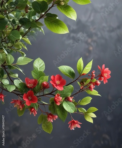 Branch with Antidesma thwaitesianum leaves and flowers, branch, botanical, botany photo