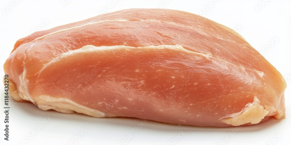 Fresh and raw chicken breast displayed against a white background, highlighting the quality of fresh chicken breast as a prime ingredient for various culinary dishes featuring chicken breast. Fresh and raw chicken breast displayed against a white background, highlighting the quality of fresh chicken breast as a prime ingredient for various culinary dishes featuring chicken breast.