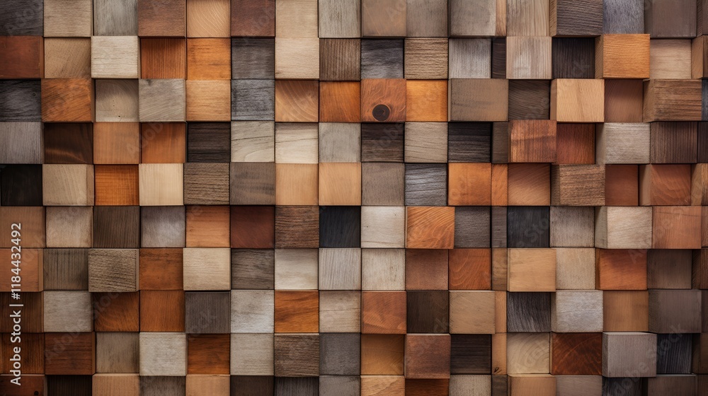 Rustic cubic background with wooden blocks arranged in a geometric pattern and earthy tones Rustic cubic background with wooden blocks arranged in a geometric pattern and earthy tones
