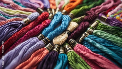 Vibrant Collection of Colorful Embroidery Threads for Sewing and Crafting photo