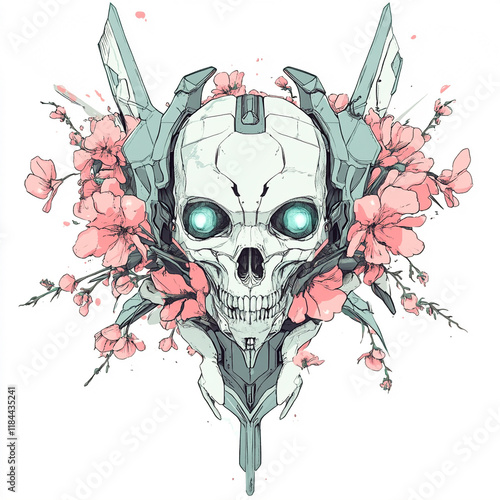 Skull and Dagger illustration isolated on white background photo