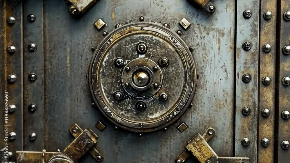 This image shows a detailed metal vault door. Its robust design emphasizes safety and security. Perfect for conveying themes of protection and trust. Generative AI This image shows a detailed metal vault door. Its robust design emphasizes safety and security. Perfect for conveying themes of protection and trust. Generative AI