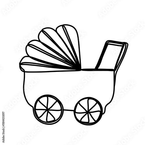  Baby stroller continuous single line drawing