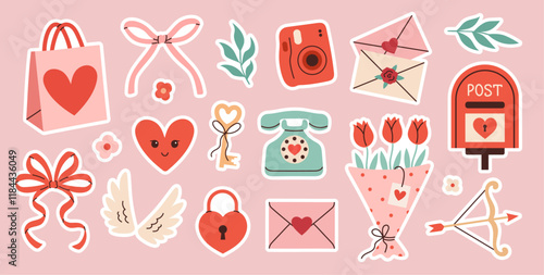 Set of stickers for Valentine's Day. A symbol of love