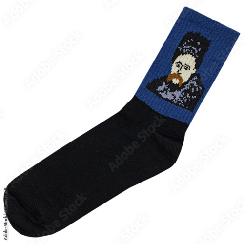 ocks featuring an image of the iconic Ukrainian poet Taras Shevchenko. Ideal for showcasing custom designs or prints with cultural significance. High-quality mockup for creative projects. photo