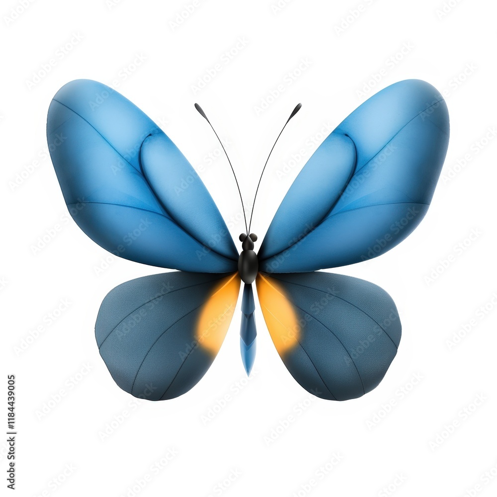 Elegant Blue Butterfly with Orange Accents in a Smooth Aesthetic Style Elegant Blue Butterfly with Orange Accents in a Smooth Aesthetic Style