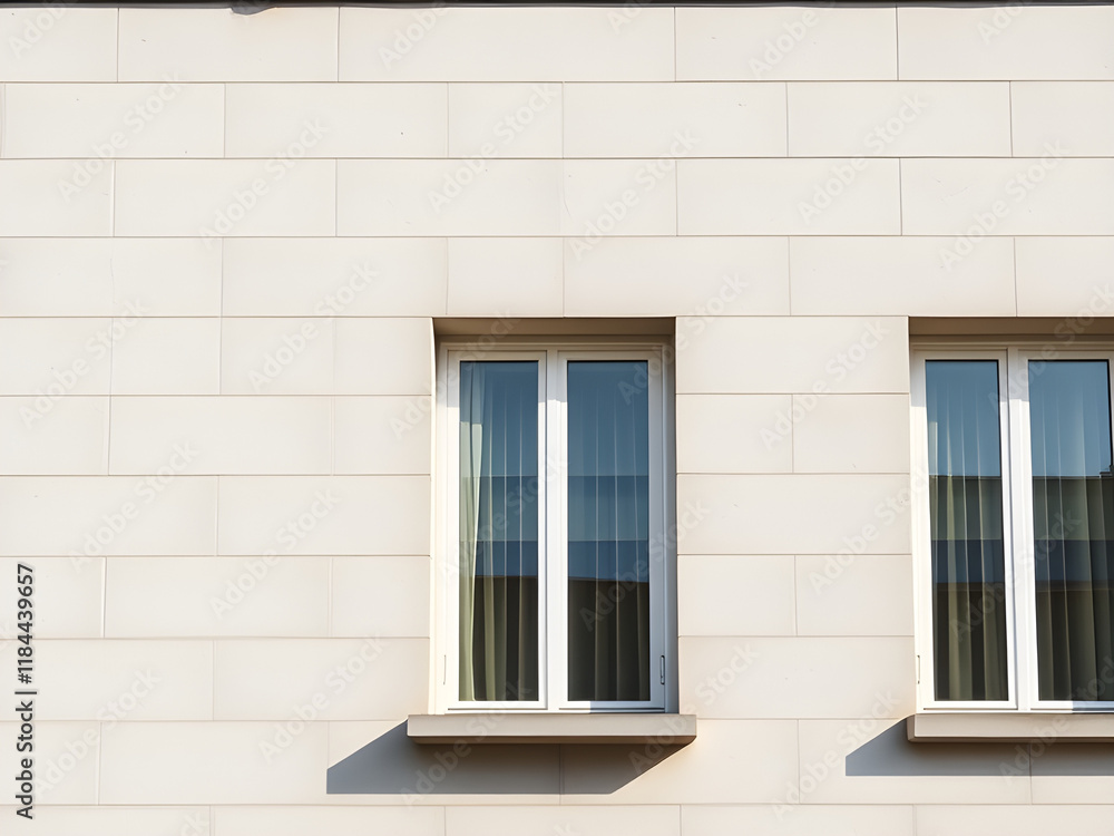 Fototapeta premium Modern Minimalist Building Exterior with White Facade and Windows