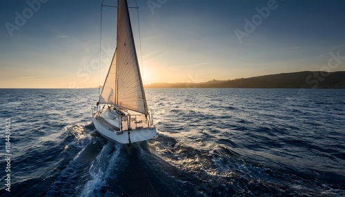 Sailboat Sunset Ocean Cruise Seascape Yachting Summer Travel