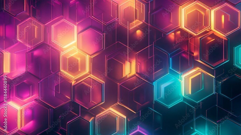 Abstract glowing hexagon pattern. Abstract glowing hexagon pattern.