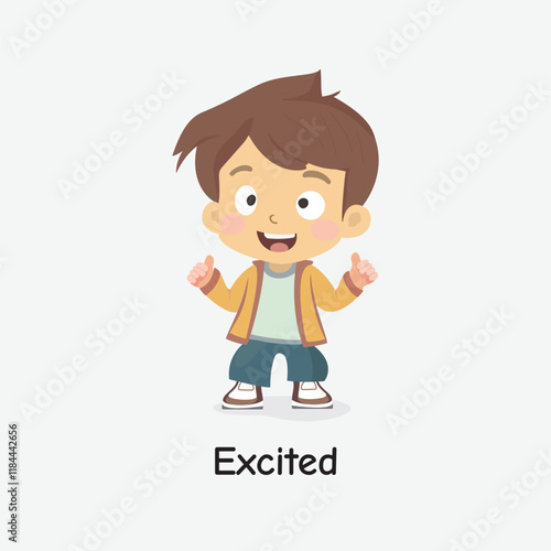 Excited Child Vector Illustration Showing Joyful Anticipation