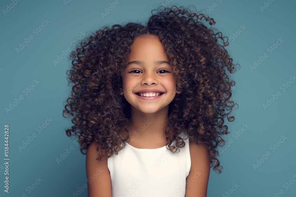 A confident young black girl in a casual cloth smiles warmly against a blue green turquoise background, ideal for promoting inclusivity and positivity in educational campaigns. A confident young black girl in a casual cloth smiles warmly against a blue green turquoise background, ideal for promoting inclusivity and positivity in educational campaigns.