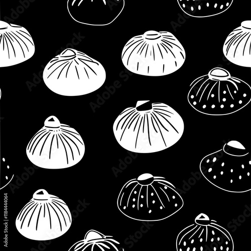 Baozi tiled design, Baozi repeating background illustration