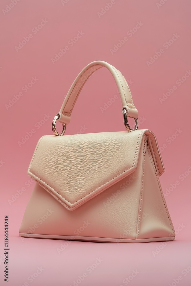 Elegant Ivory Pyramid Handbag on Soft Pink Background for Fashion Product Display Elegant Ivory Pyramid Handbag on Soft Pink Background for Fashion Product Display