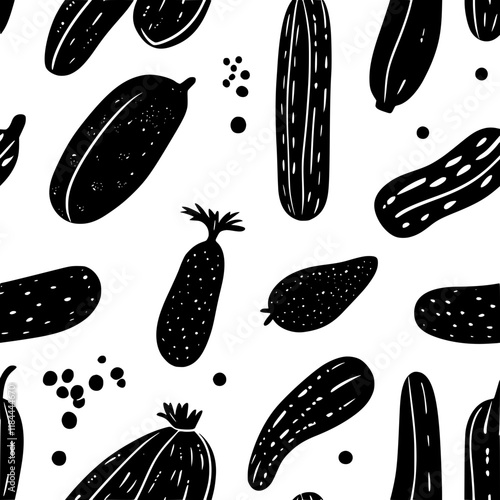 Bitter cucumber tiled design, Bitter cucumber repeating background illustration