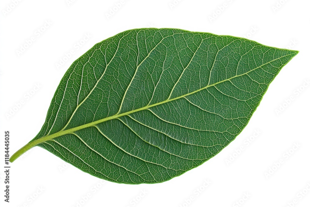 Obraz premium Green leaf showcasing intricate veins for botanical study or natural art project