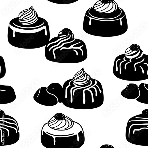 Caramel custard tiled design, Caramel custard repeating background illustration