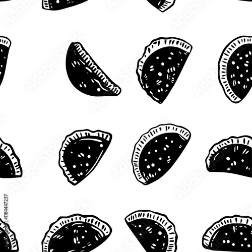 Empanadas tiled design, Empanadas repeating background illustration