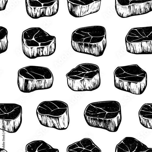 Collection of Filet Mignon icons, Filet Mignon vectorized seamless pattern