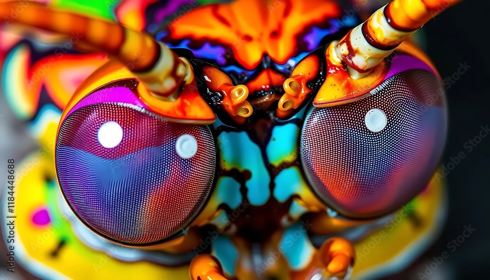 Fototapeta premium Vibrant Insect Close-up: A Symphony of Color and Texture
