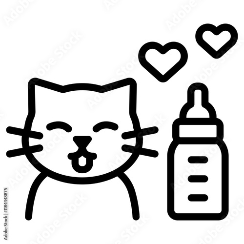 행복한 고양이 식사 시간 아이콘