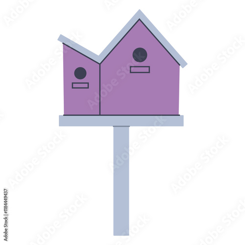 Birdhouse for the garden. Flat graphic element for spring and summer designs.