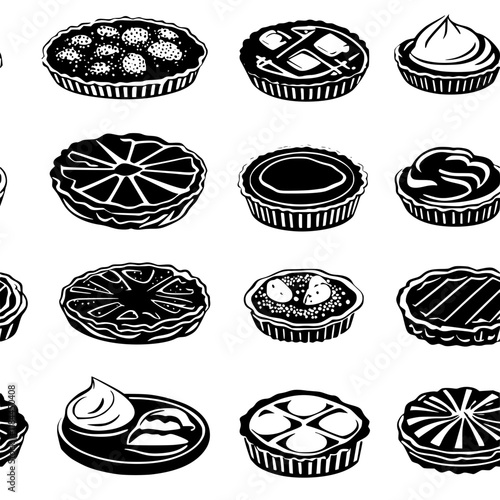 Mini tarts tiled design, Mini tarts repeating background illustration