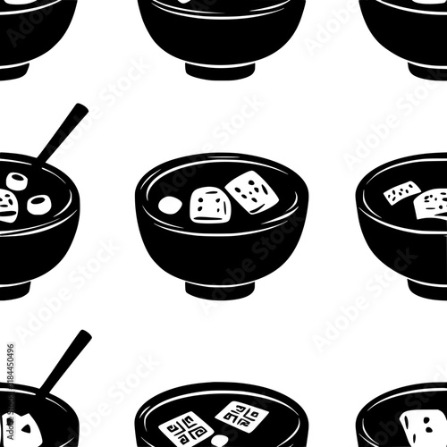 Miso Soup tiled design, Miso Soup repeating background illustration
