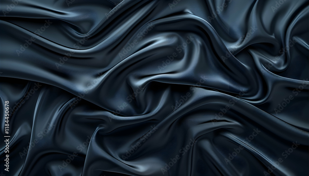 Obraz premium Dark Blue Silk Drape 3D Render Abstract Background