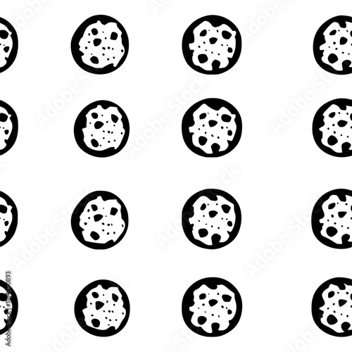 Collection of Oatmeal raisin cookie icons, Oatmeal raisin cookie vectorized seamless pattern