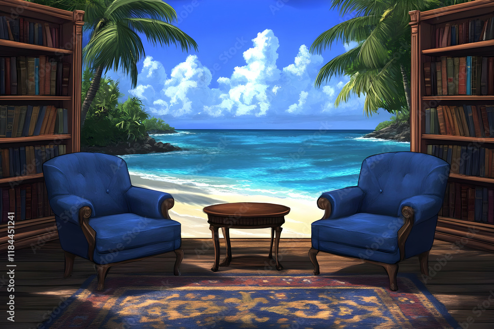 Fototapeta premium Tropical Beach Library Illustration
