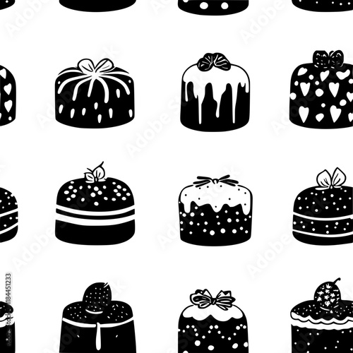 Collection of Panettone icons, Panettone illustration art, seamless pattern