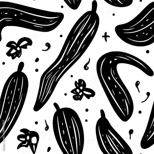 Collection of Pickled Zucchini icons, Pickled Zucchini illustration art, seamless pattern