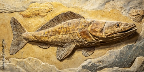 Eocene period fossil bowfin discovered in a notable formation, showcasing the unique characteristics of the fossil bowfin from prehistoric times. The fossil bowfin highlights ancient aquatic life. photo